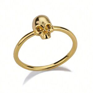 Yellow Tone Gold Skull Ring, 7, NWT
